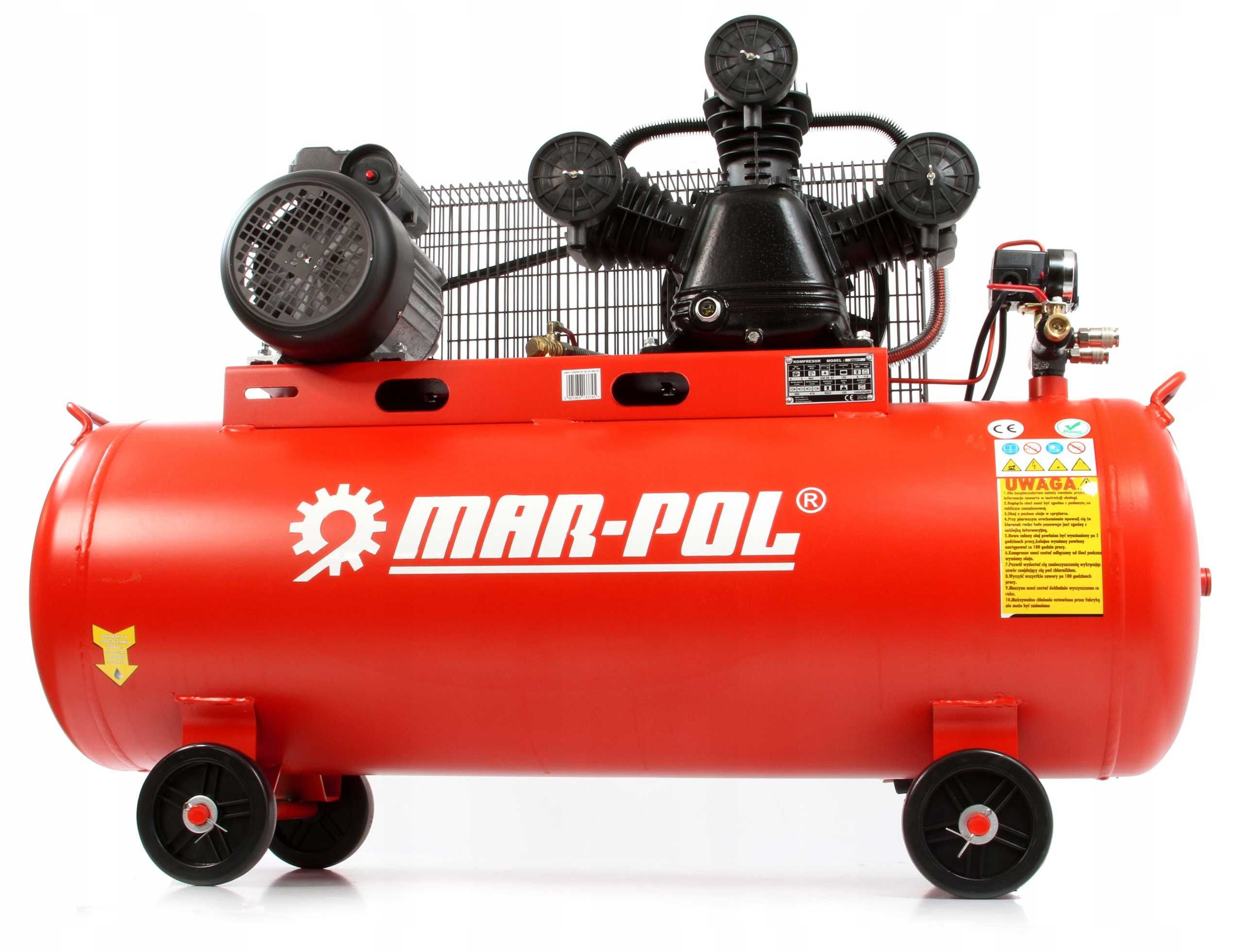Kompresor Olejowy Mar-Pol 150L 8BAR 3-Tłokowy, Wydajność 500 L/min