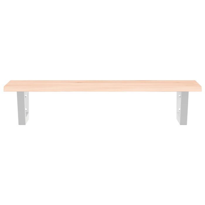 vidaXL Półka ścienna pod umywalkę, stal i lite drewno dębowe