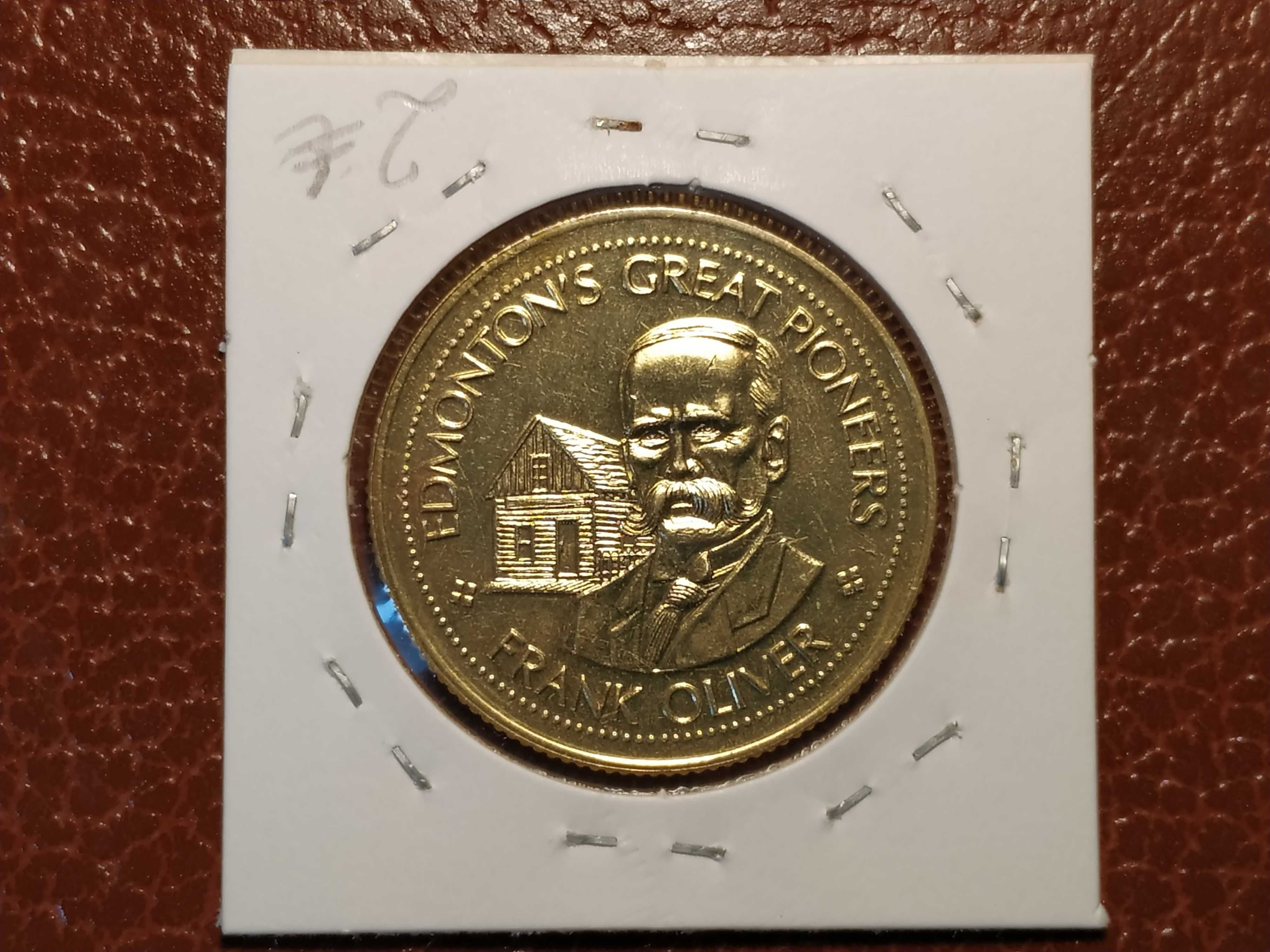 Medalha/token Frank Oliver 1980 Edmonton, Canadá