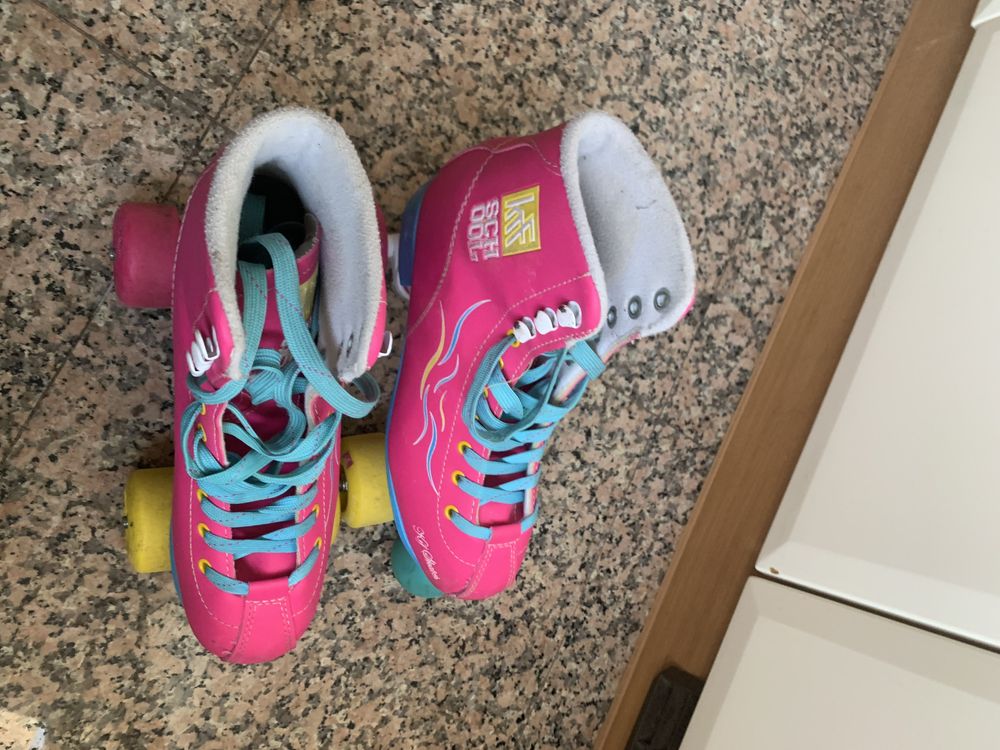 Krf Patins 4 Rodas Roller School Pph Rosa