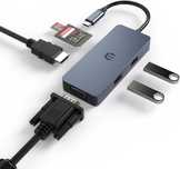 YLSCI HB101 HUB 6w1 USB-C HDMI VGA 2x USB czytnik SD 4K macbook Dell