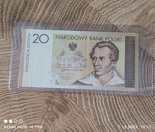 Banknotki 20 zł Juliusz Słowacki 
Bank