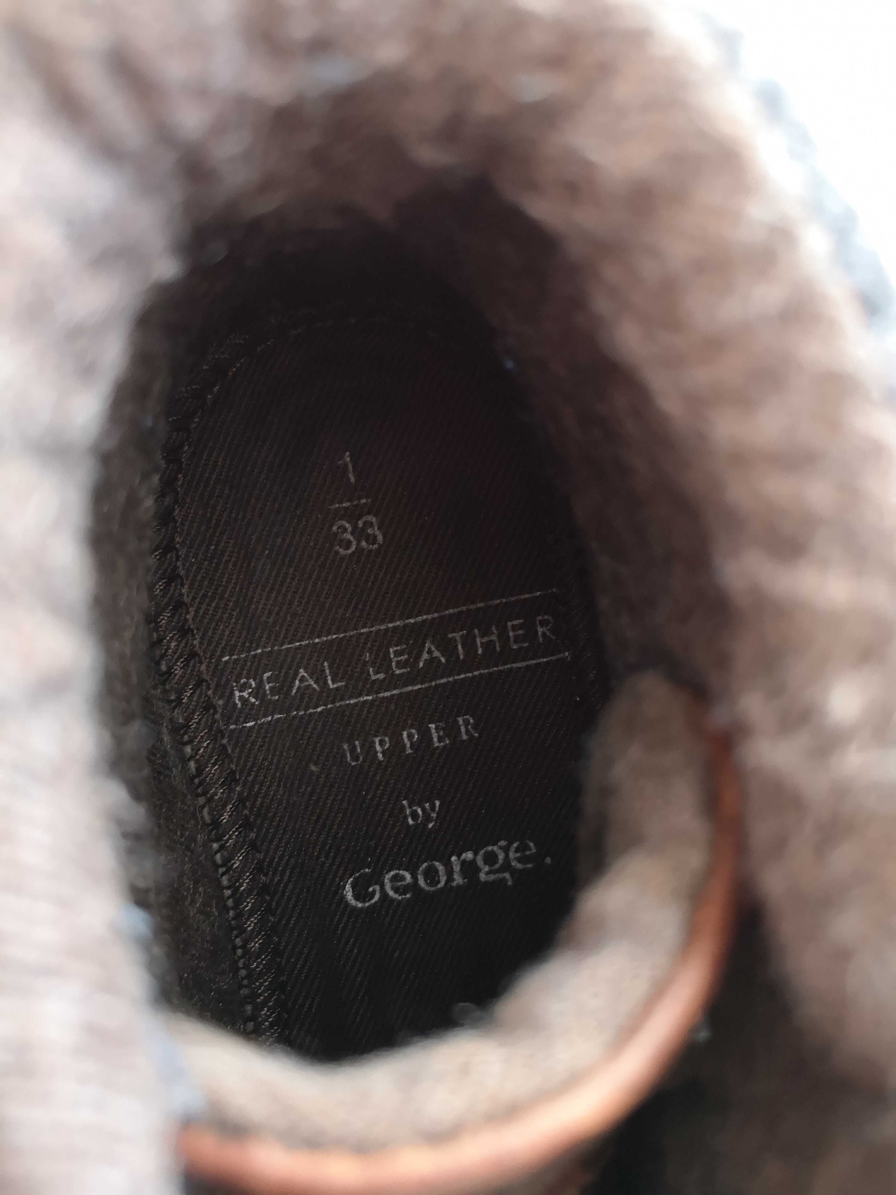 Brązowe eleganckie skórzane buty trapery George 33 skóra naturalna