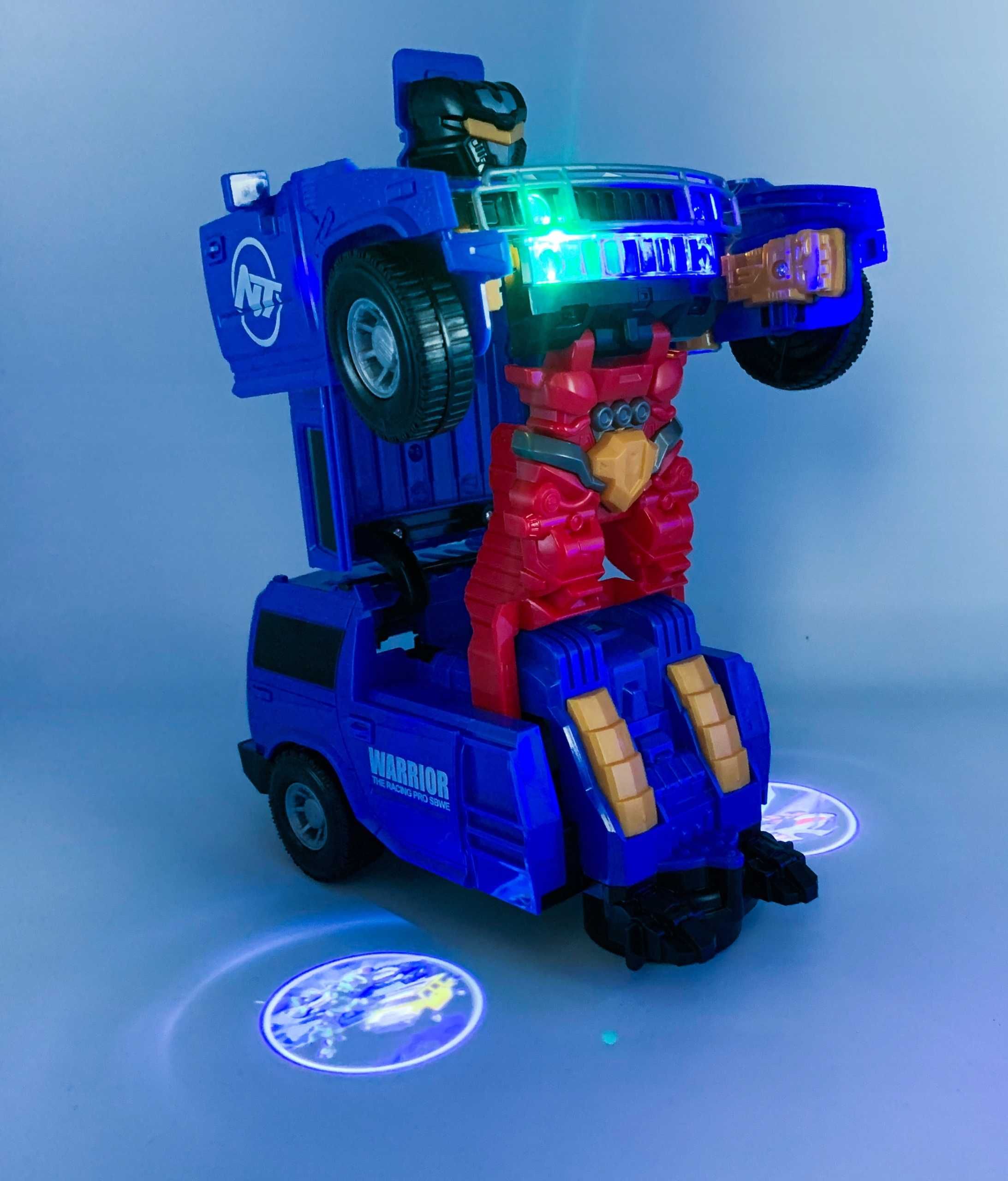 Auto robot na baterie przemienia się jeździ świeci samochód