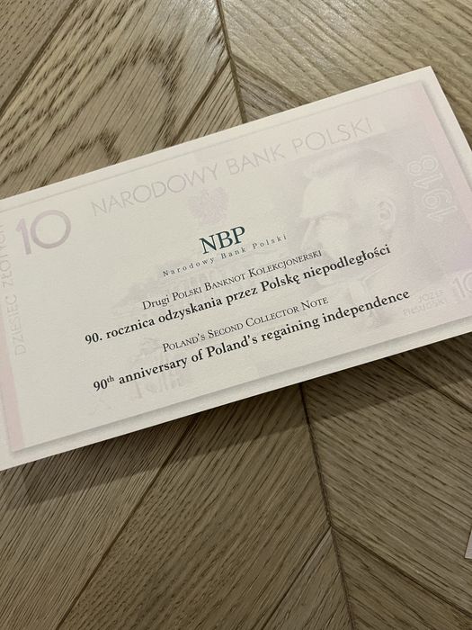 Banknot kolekcjonerski 10 zl niepodległość Piłsudski UDC