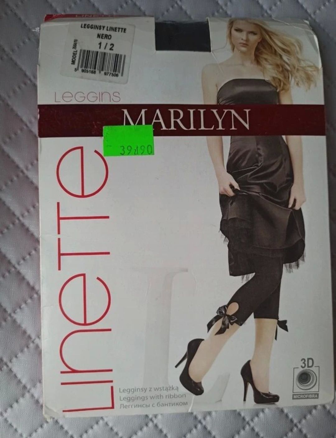 Czarne legginsy Linette 3/4 z kokardkami 80DEN Marilyn