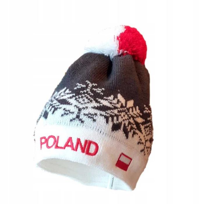 Polska Czapka Zimowa Poland Dla Dorosłych Szara
