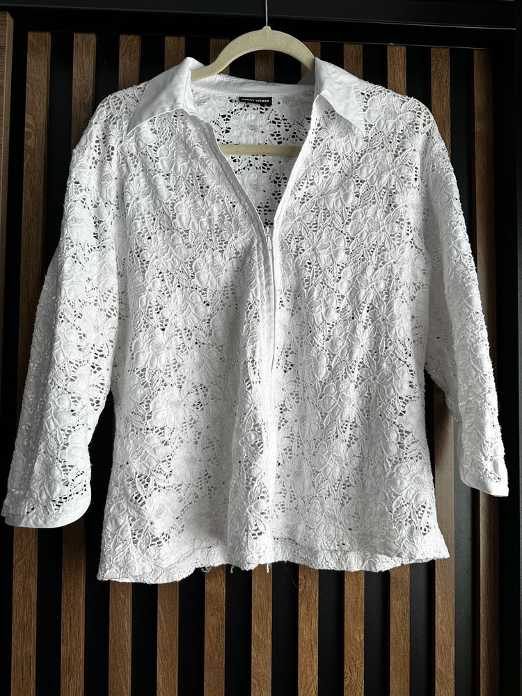Biała koronkowa pleciona narzutka Gerry Weber 40/42 L/XL
