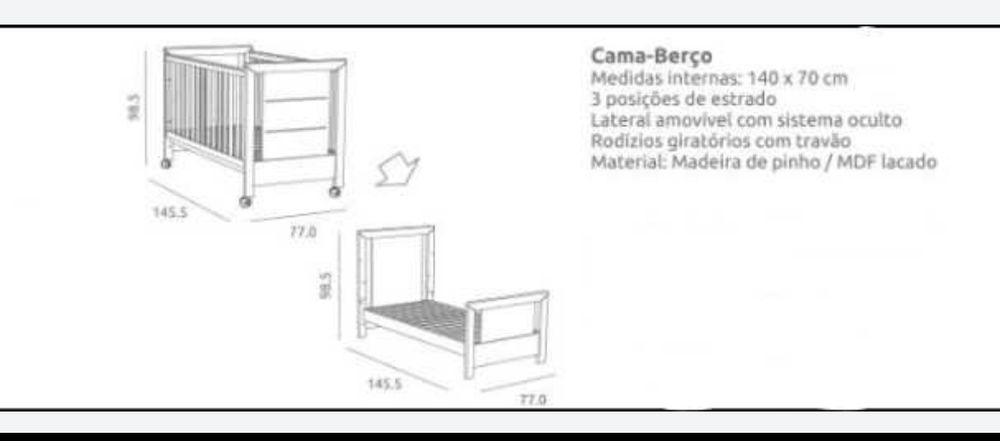 Berço-Cama Trama (Bebecar)