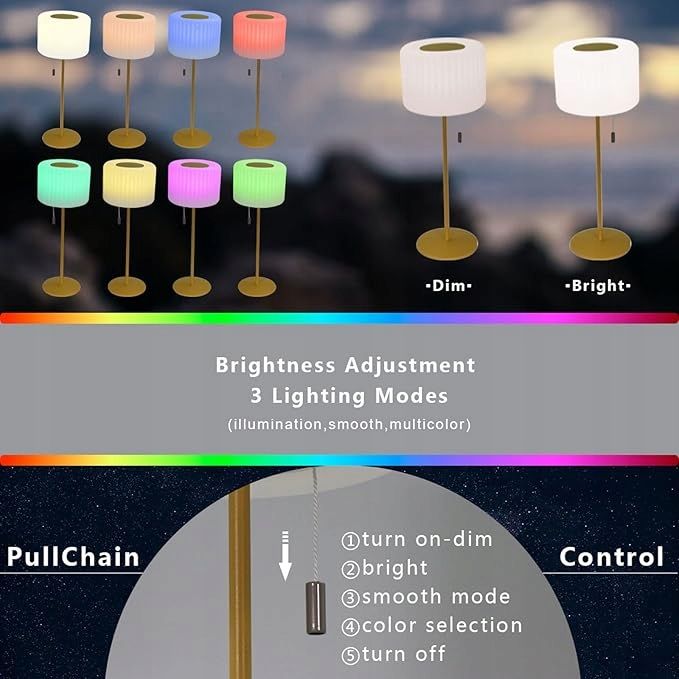 Lampa stołowa LED na zewnątrz przenośna bezprzewodowa z pilotem