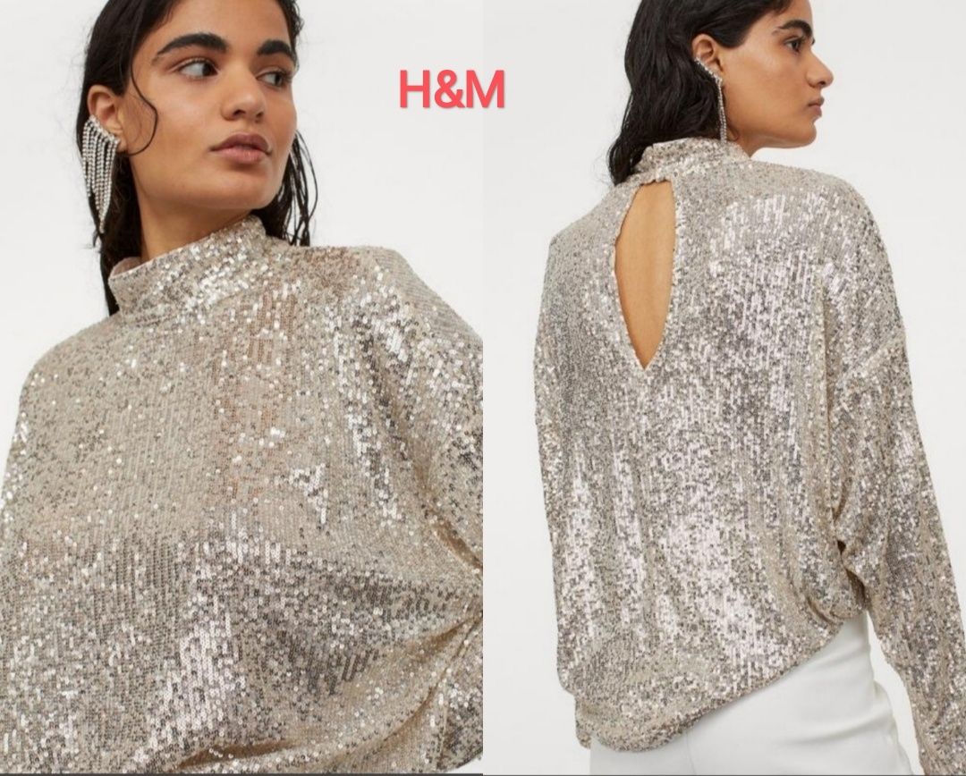 H&m кофта, блуза, паєтки супербатал, оверсайз від 52-62