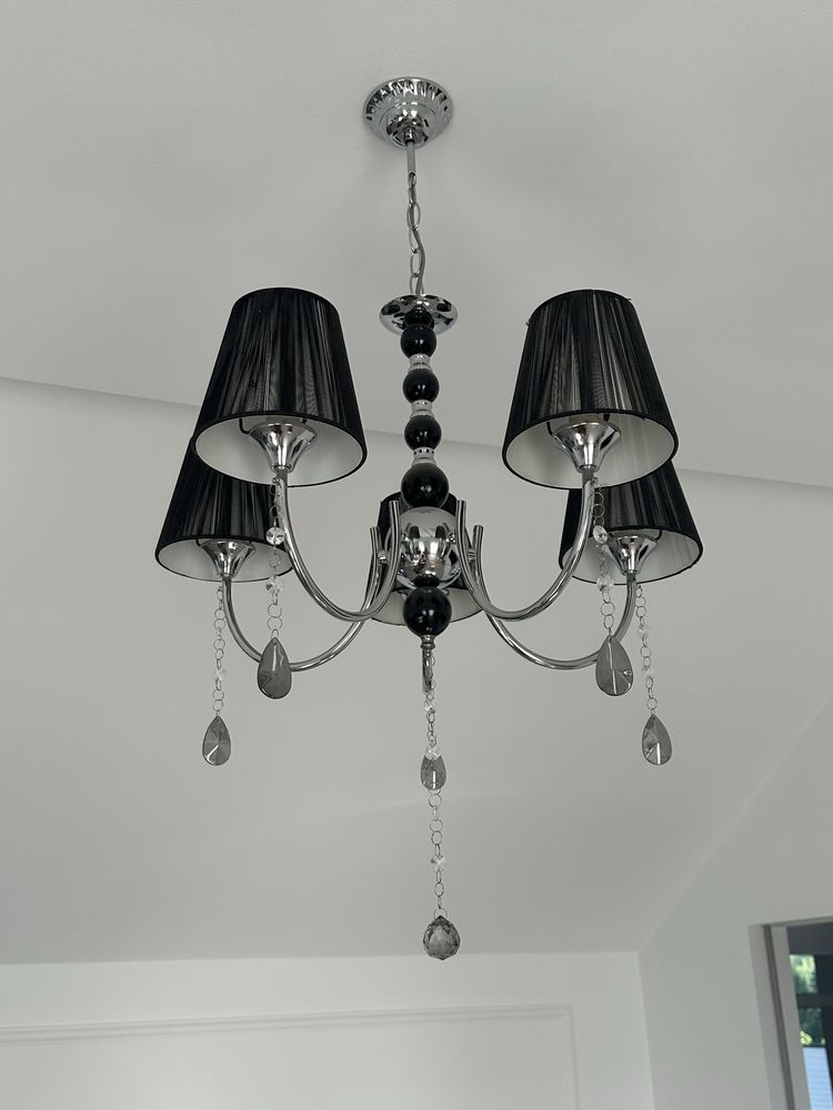 Lampa z krysztalkami czarno srebrna glamour