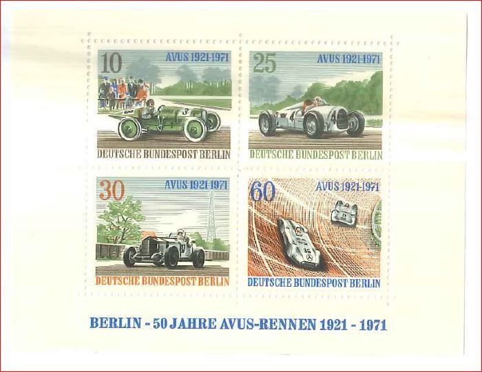 Znaczki pocztowe - Briefmarken Berlin 50 Jahre Avus-Rennen 1921 : 1971