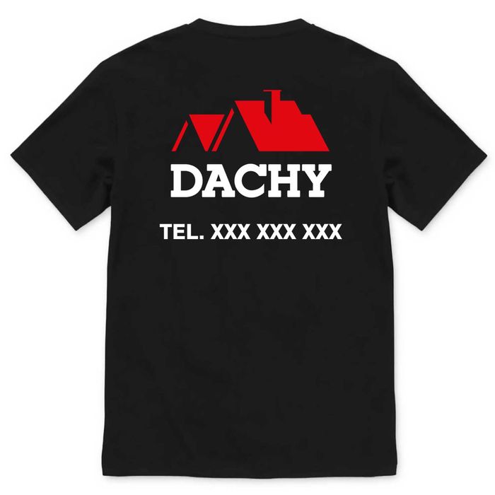 koszulka robocza dachy, koszulka firmowa z nadrukiem usługi dekarskie