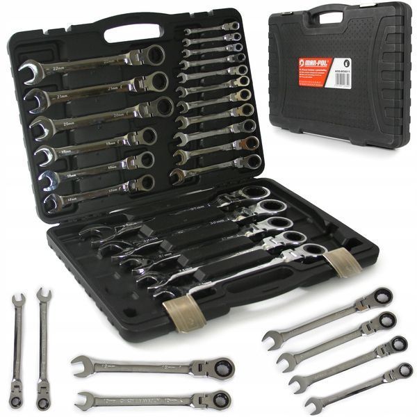 Zestaw Kluczy Płaskich Z Grzechotką Łamanych 6-32