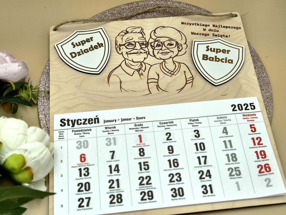 Kalendarz dla Babci i dziadka Dzień babci i dziadka grawer