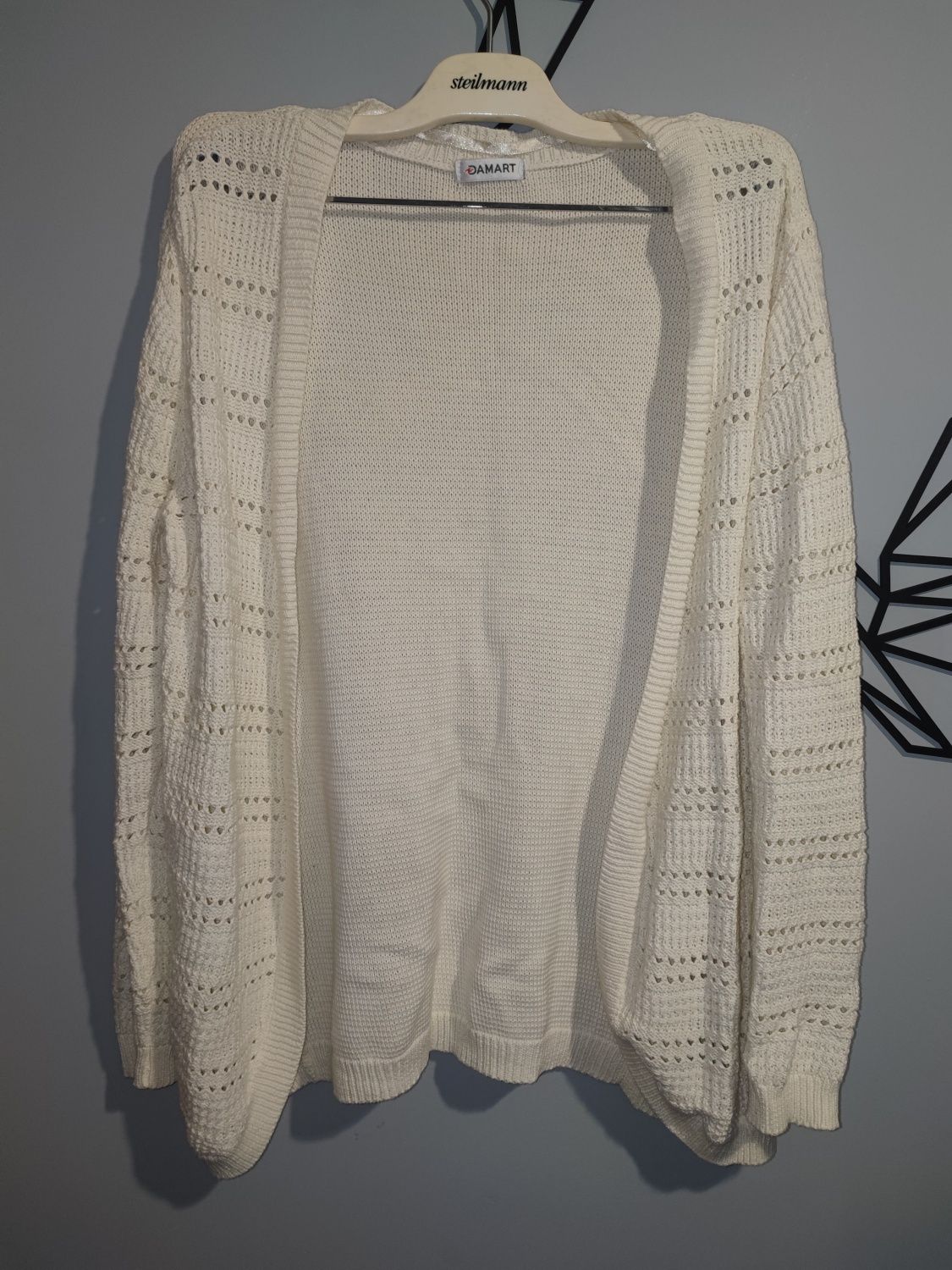 Bawełniany ażurowy sweter kardigan Damart M/L
