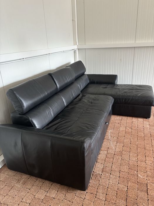 Narożnik ze skóry naturalnej z funkcją spania