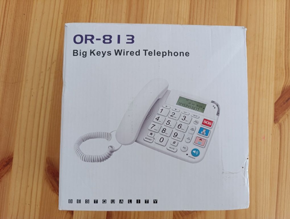 Telefon stacjonarny, przewodowy OR-813 z dużymi przyciskami