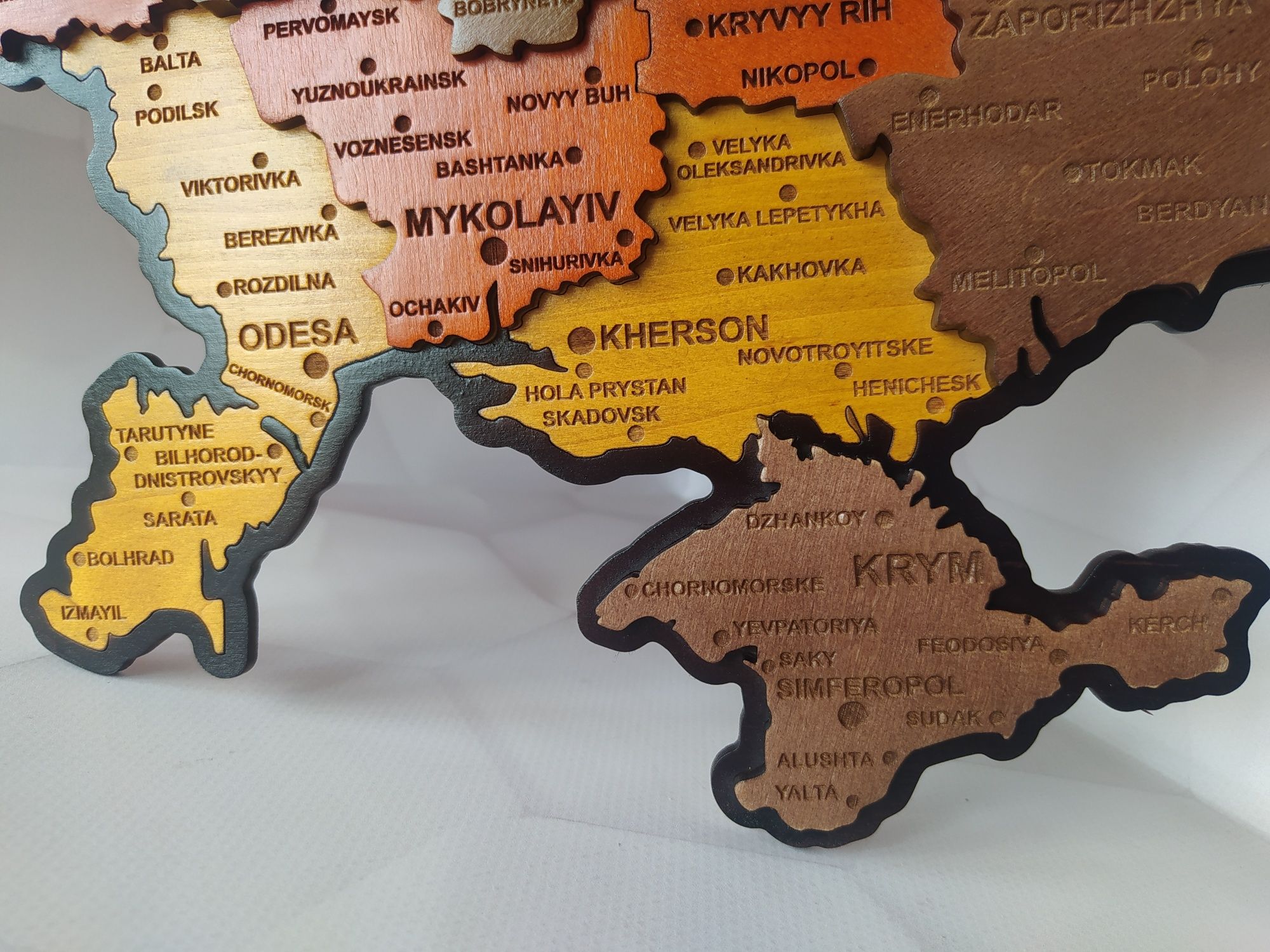 Карта України  дерев'яна 3D
