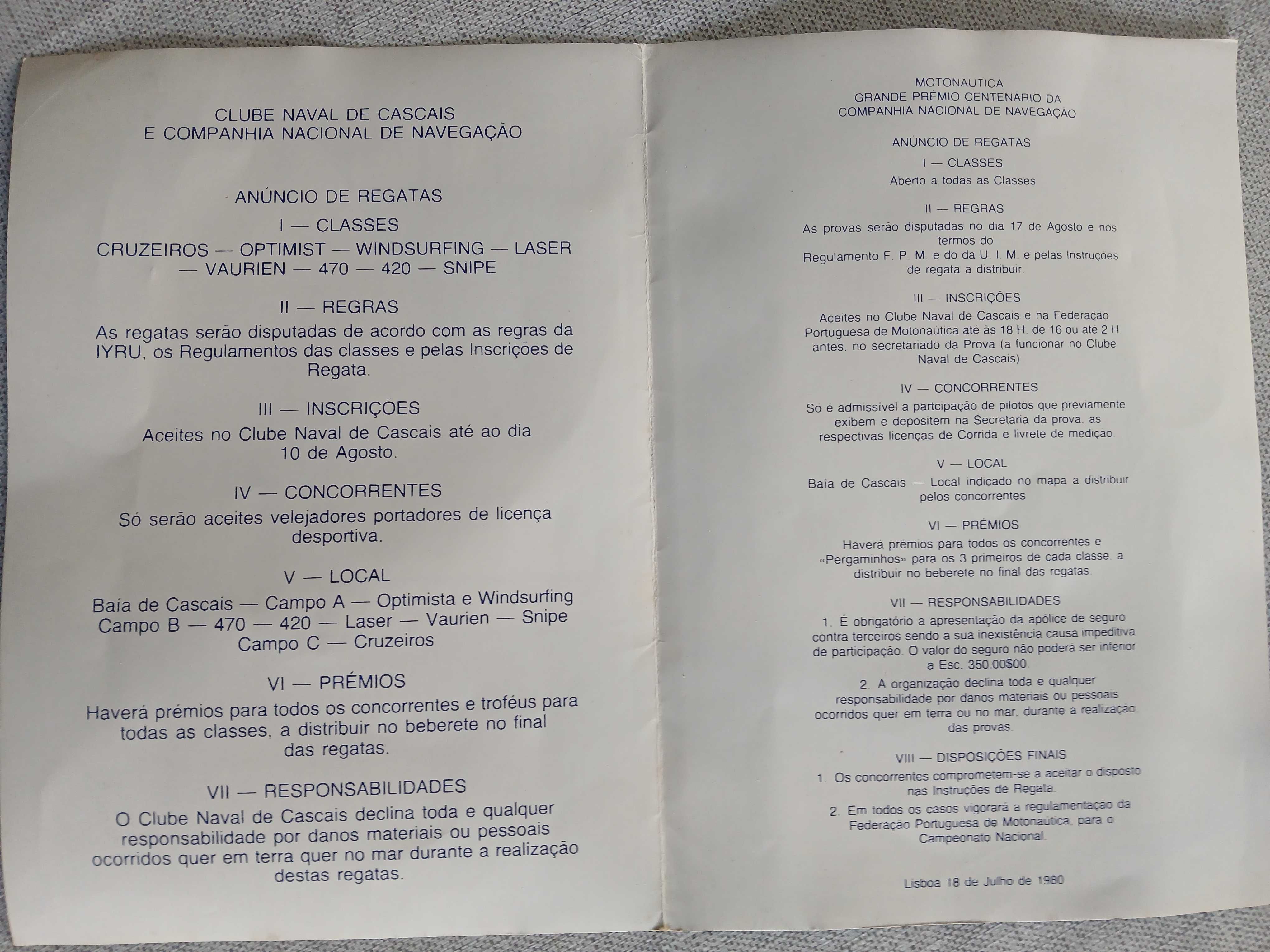 Troféu de regatas e medalha dos 100 anos - Comp. Nacional de Navegação