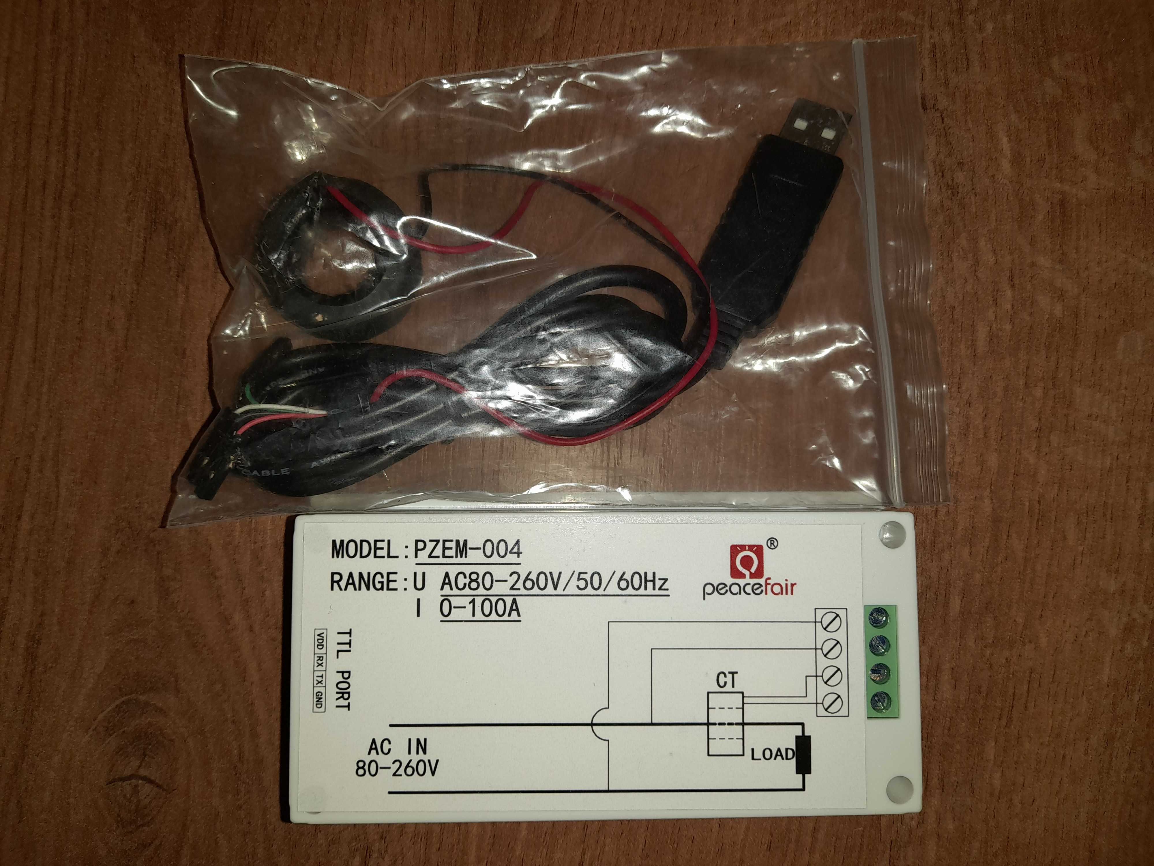 Ваттметр, энергометр PZEM-004 с USB