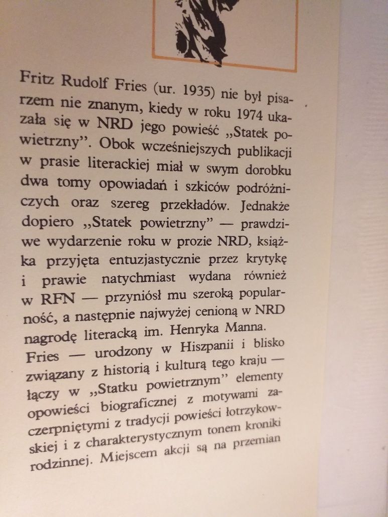 Fritz Rudolf Fries Statek powietrzny Czytelnik 1979