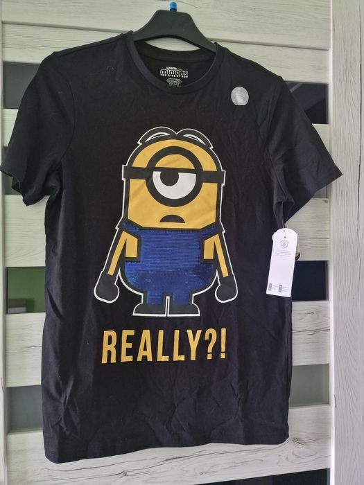 Koszulka t-shirt młodzieżowy cekiny Minionki 170 cm 14-15 lat nowa