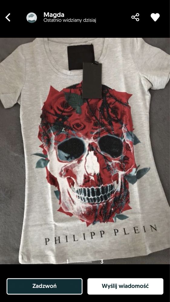 Philipp Plein damski T-shirt bluzka podkoszulek S