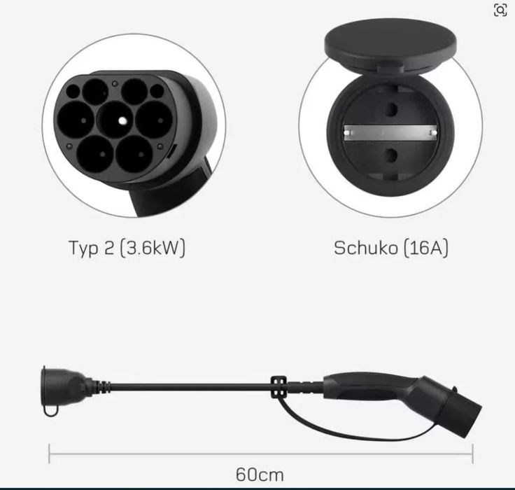 Зарядно розрядний кабель Type 2 в розетку.