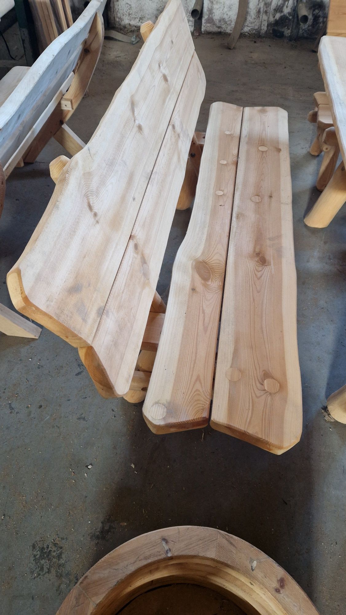 Stół ogrodowy drewniany zestaw z ławkami i krzesłami, solidny