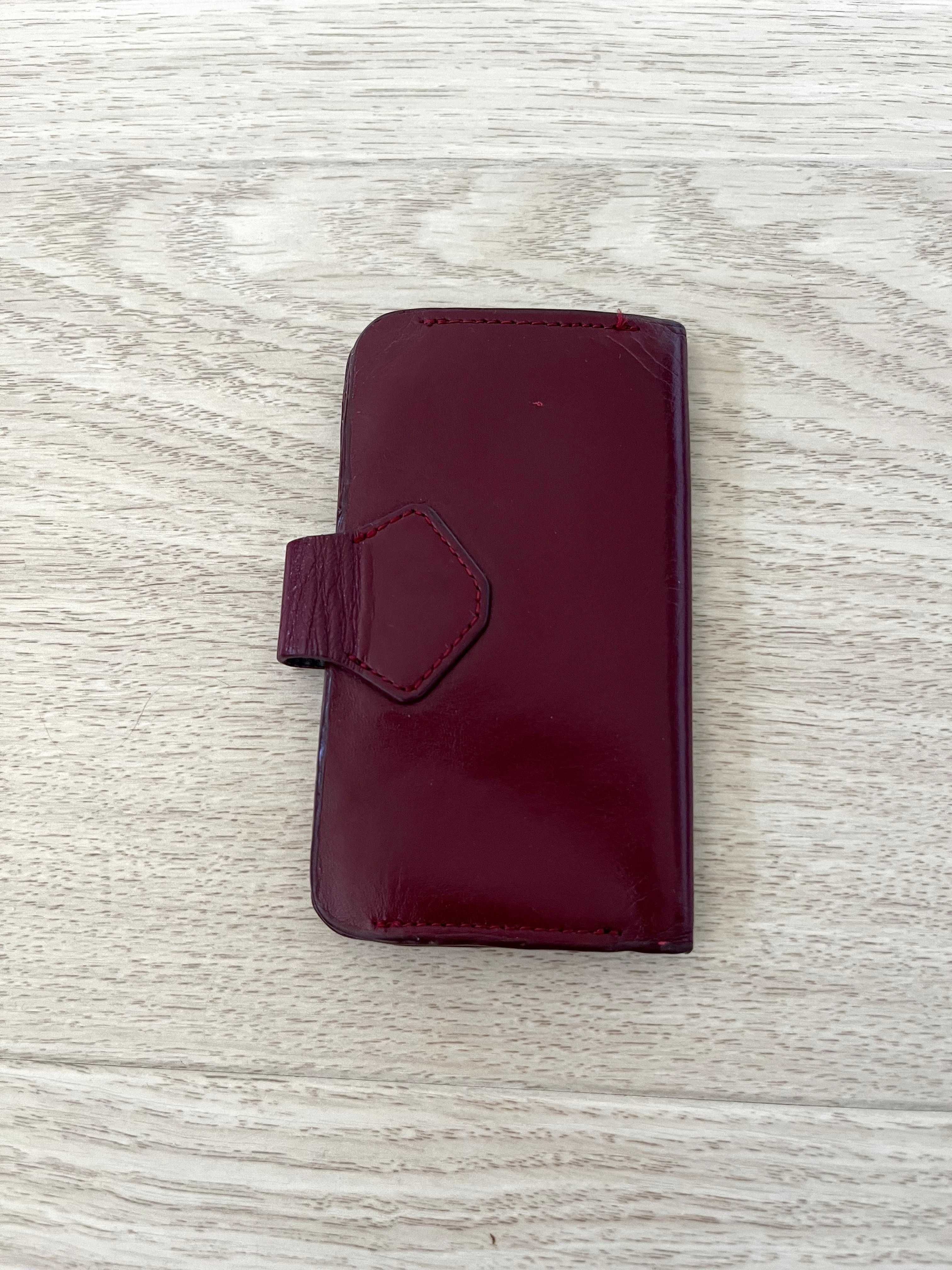 Etui pokrowiec na telefon bordowe skórzane 6,5 cm x 12 cm