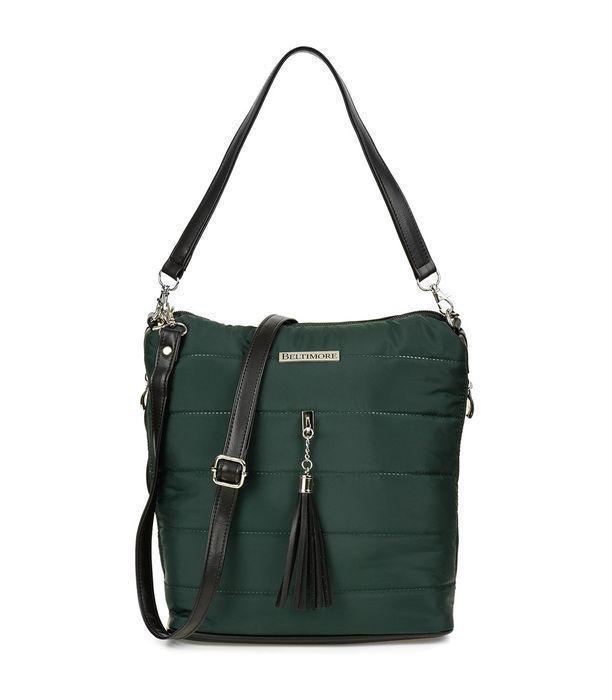 Ciemnozielona torebka pikowana damska solidna i pojemna shopperka moda