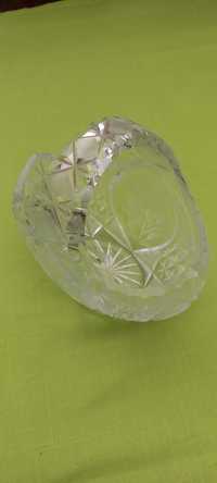 Kryształ ozdobny owalny z kabłąkiem koszyk z lat 80-tych