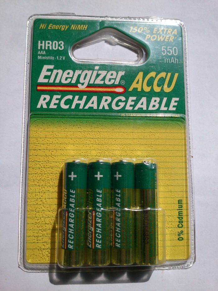 Energizer AAAx4, 1,2V HR03, pilhas recarregáveis novas