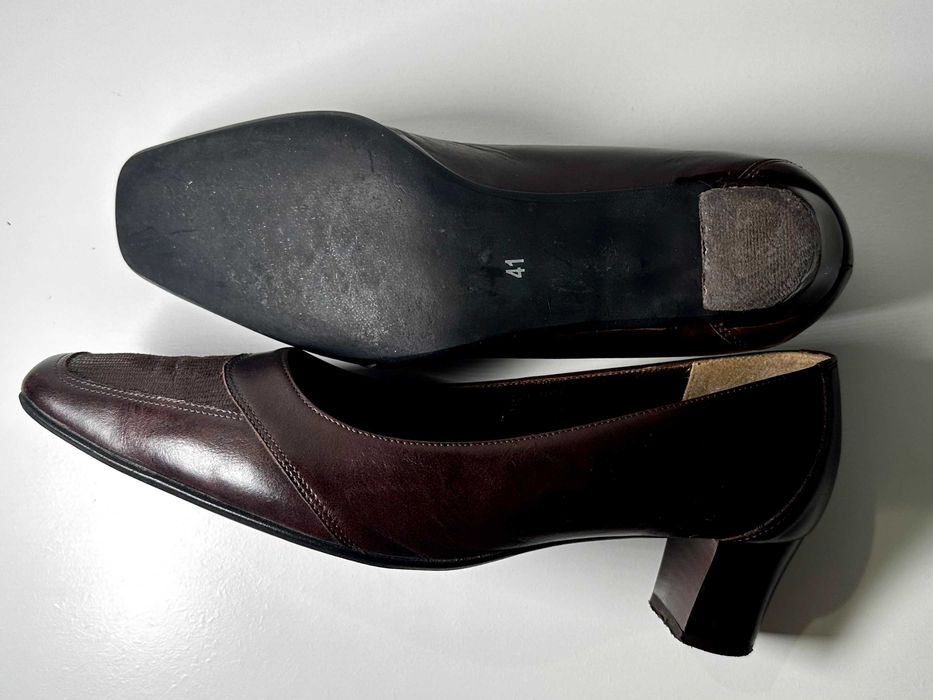 Damskie eleganckie czółenka | KRYSTAD | Brązowe | Skóra naturalna