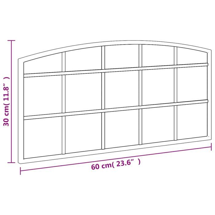 Vidaxl Lustro Ścienne, Czarne, 60X30 Cm, Zakończone Łukiem, Żelazo