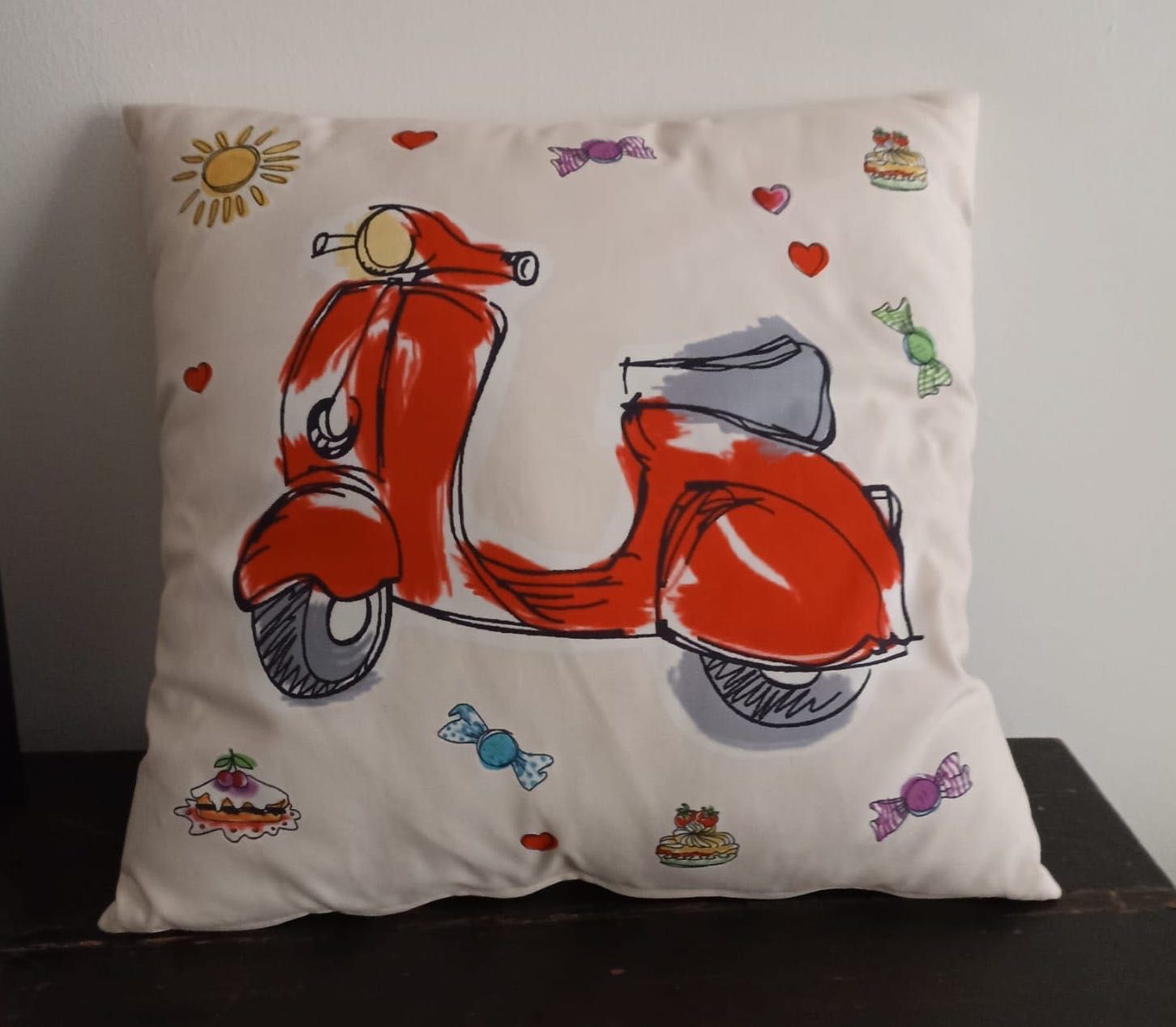 Fronha para almofada decorativa Infantil Patchwork e Vespa