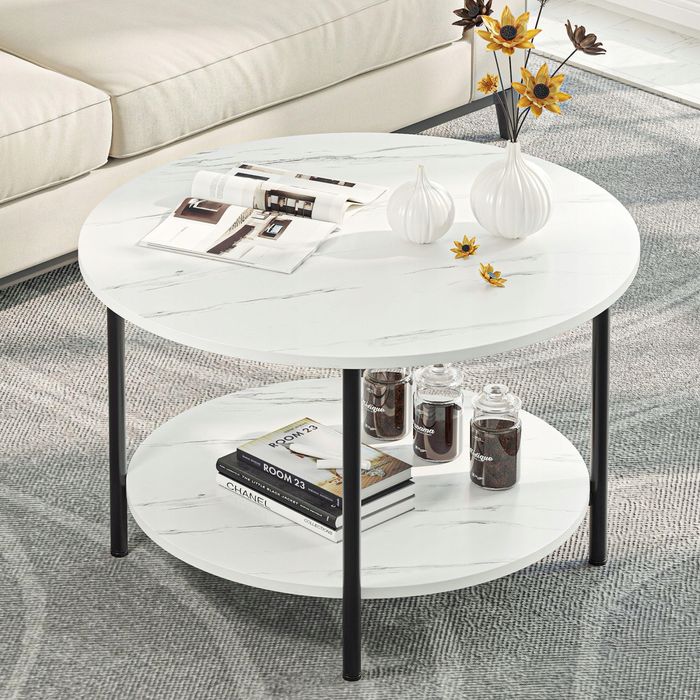 Stolik kawowy 80x80x50cm bialy marmur