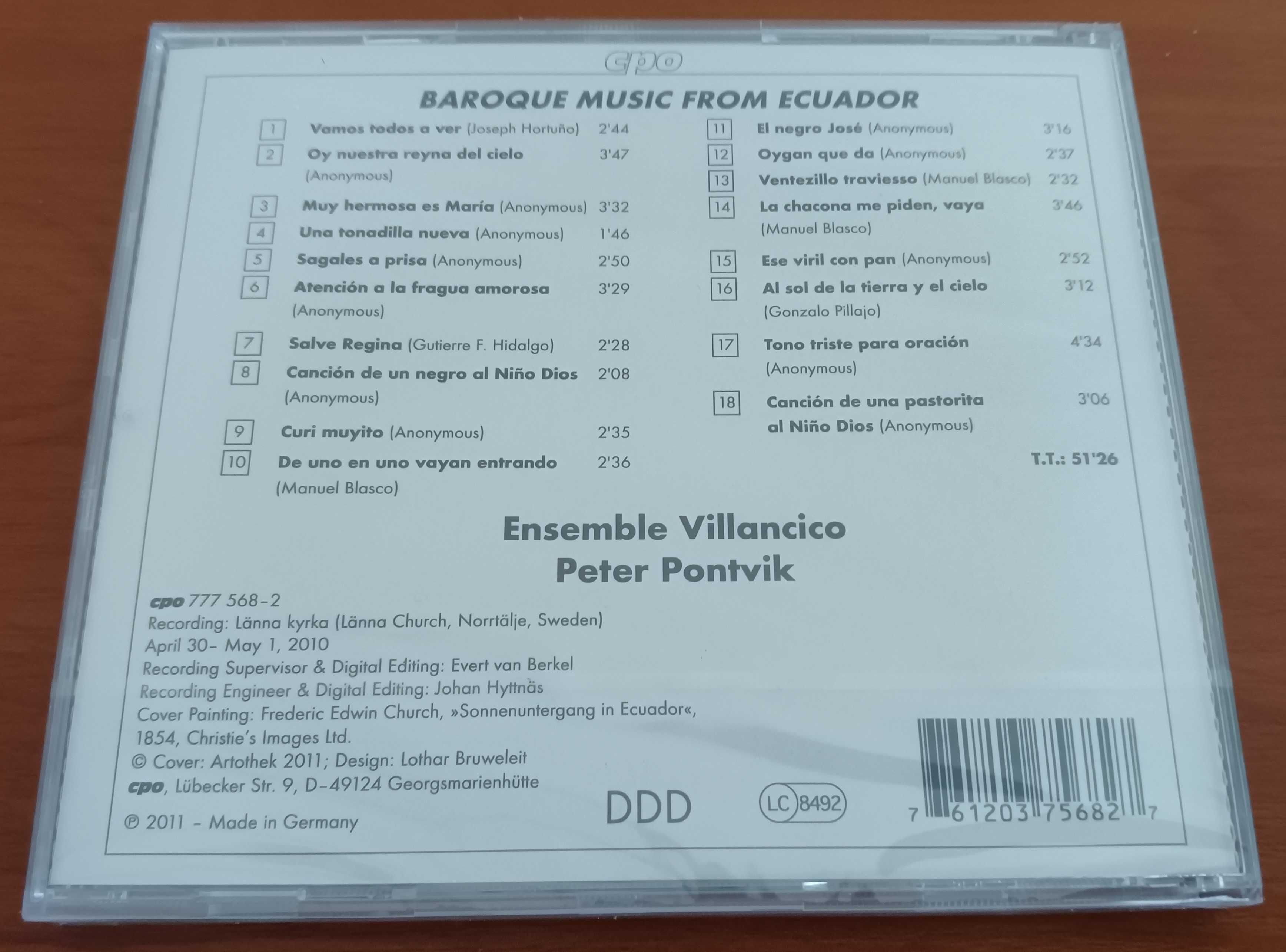 CD Baroque Music from Ecuador