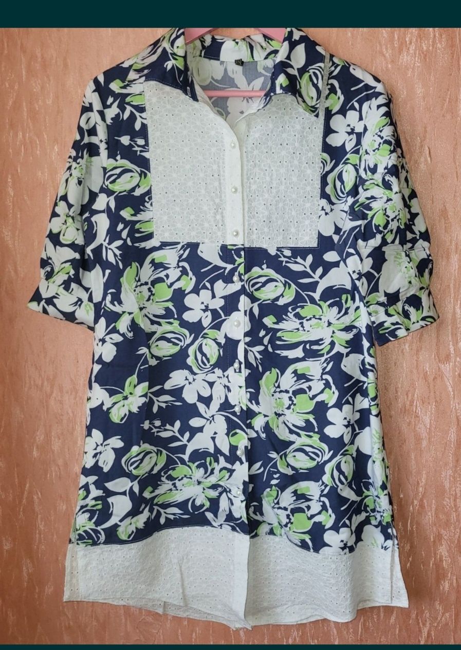 Платье рубашка прошва пуговицы жемчуг коттон L-XL XL