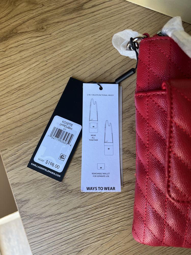 Кожаная сумка сумочка кошелёк через плечо Karl Lagerfeld кожа оригинал