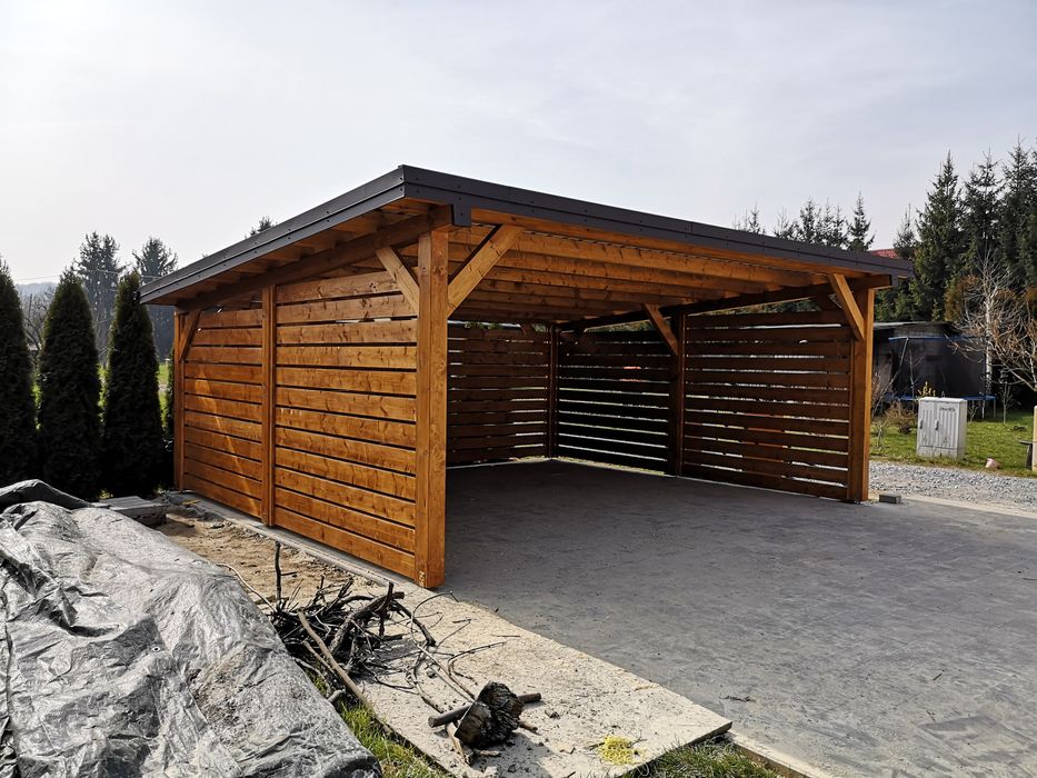 Wiata garażowa drewniana carport altana ogrodowa garaż zadaszenie