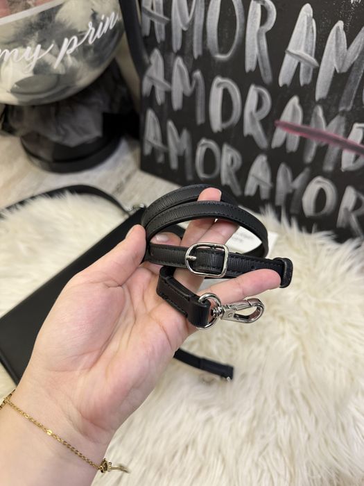 Сумка чорна шкіряна Calvin Klein з даома ремінцями