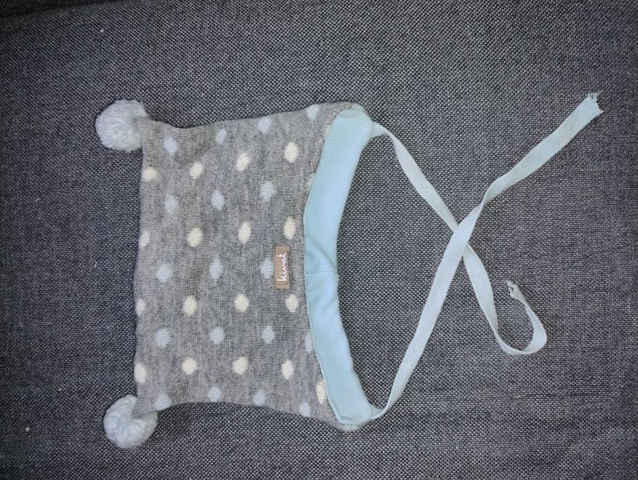 Czapka zimowa wełniana kivat 68 74 w kropki wełna