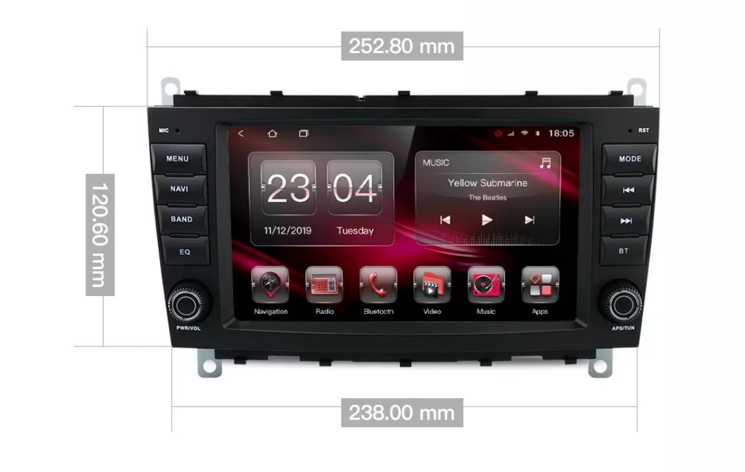 Rádio Android 12 com GPS Mercedes W209 CLK (Novo)