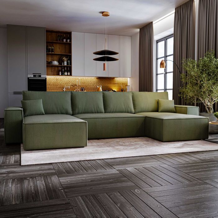 Narożnik Wenus U  Sztruks Funkcja Spania Pojemnik na Pościel