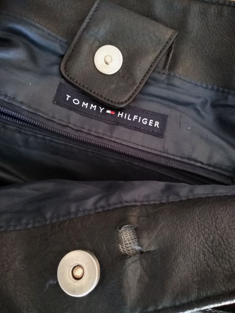 torba TOMMY HILFIGER czarna z eco skóry /k22