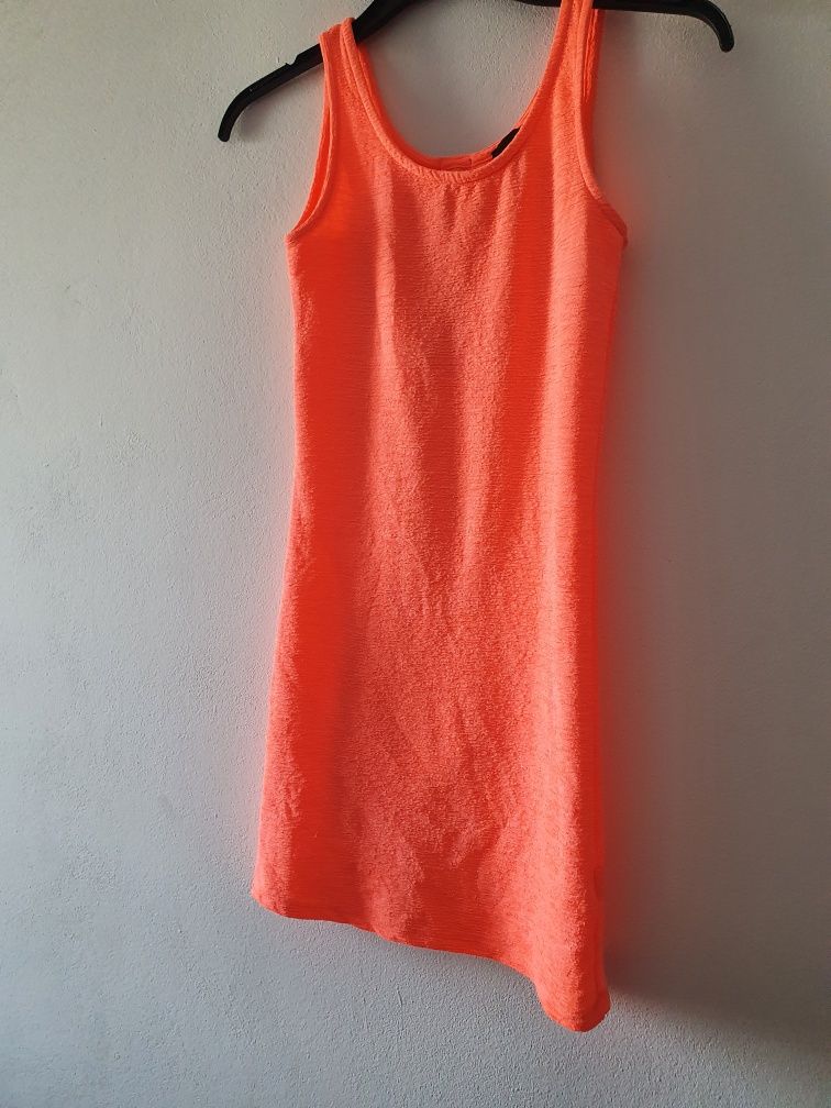 Sukienka dla dziewczynki neonowy pomarańcz 140-158