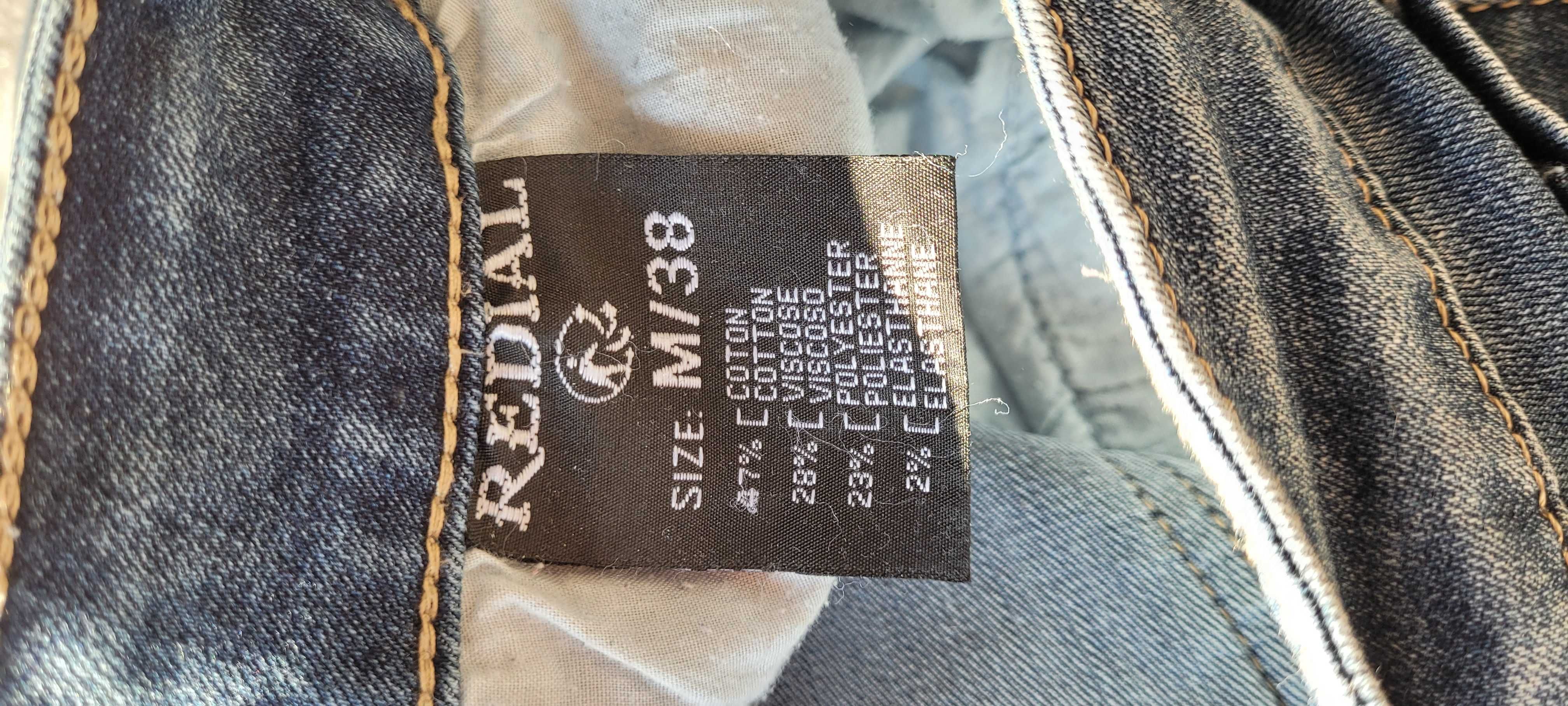 Niebieskie spodnie jeans perełki przetarcia Redial,roz38